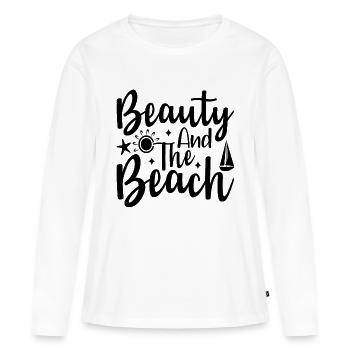 Beauté et plage - T-shirt manches longues Premium bio Femme - blanc - Devant - Julia (174cm)