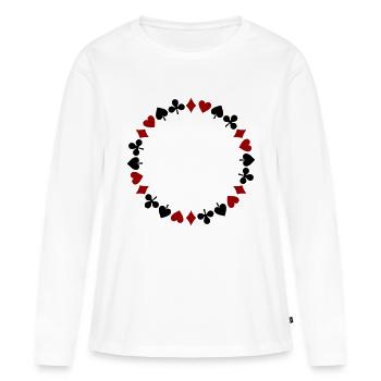 Kranz Spielkarten Skat Dame Mau-Mau Rommé - Frauen Premium Bio Langarmshirt - Weiß - Vorne - Julia (174cm)