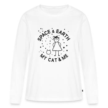 Mon chat et moi rêvons - T-shirt manches longues Premium bio Femme - blanc - Devant - Julia (174cm)