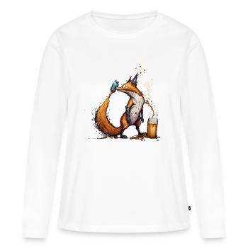 Cool fox plays with beer - Women's Premium Organic Long Sleeve Shirt - white - Front - Julia (174cm)