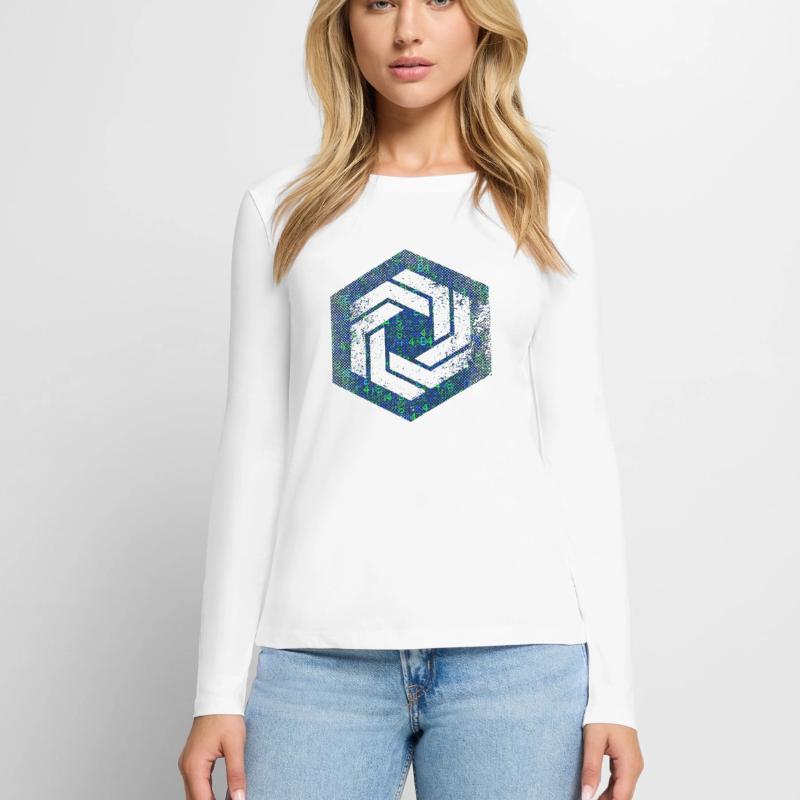 Codage géométrique du programmeur de programmation hexagonale T-shirt manches longues Premium bio Femme