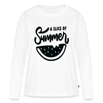 Une tranche d’été - T-shirt manches longues Premium bio Femme - blanc - Devant - Julia (174cm)
