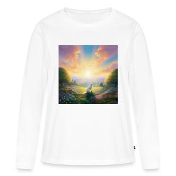 Hund im Himmel - Vierbeiner verlässt die Welt - Frauen Premium Bio Langarmshirt - Weiß - Vorne - Julia (174cm)