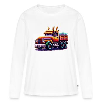 Pixel Camion n° 2 - T-shirt manches longues Premium bio Femme - blanc - Devant - Julia (174cm)