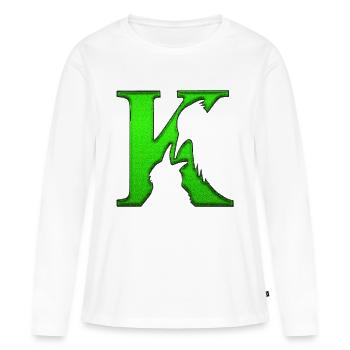 Illusion d’optique art psychédéliques formes rétro K - T-shirt manches longues Premium bio Femme - blanc - Devant - Julia (174cm)
