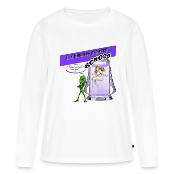 Les Hommes préfèrent les rondes 06 - T-shirt manches longues Premium bio Femme - blanc - Devant - Julia (174cm)