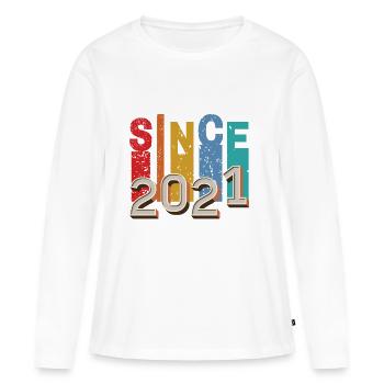 Since 2021 retro - T-shirt manches longues Premium bio Femme - blanc - Devant - Julia (174cm)