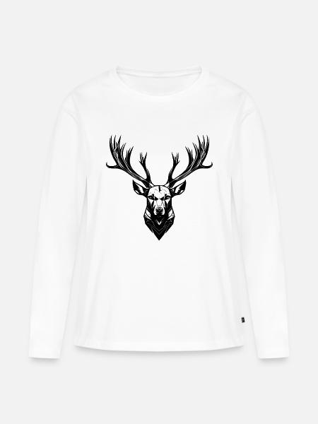 Hirschgeweih - Frauen Premium Bio Langarmshirt - Weiß