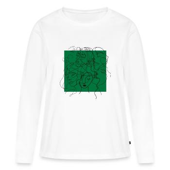 Face line Green - T-shirt manches longues Premium bio Femme - blanc - Devant - Julia (174cm)