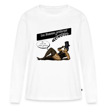 Les Hommes préfèrent les rondes11 - T-shirt manches longues Premium bio Femme - blanc - Devant - Julia (174cm)