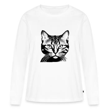 Chat Propriétaire Domestique Chat Chat Chat Amoureux Chat Chat - T-shirt manches longues Premium bio Femme - blanc - Devant - Julia (174cm)