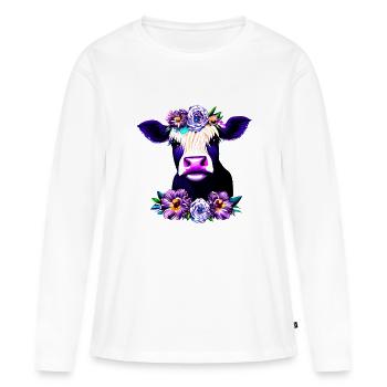 Fleurs de vache couronne de saule - T-shirt manches longues Premium bio Femme - blanc - Devant - Julia (174cm)