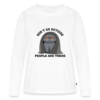 N’allez pas dehors Les gens sont là - T-shirt manches longues Premium bio Femme - blanc - Devant - Julia (174cm)
