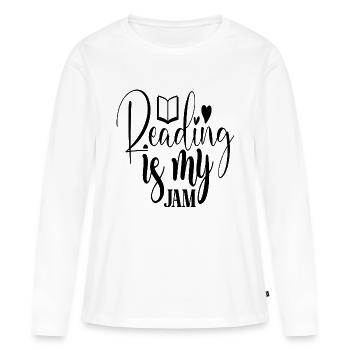 Reading is my Jam - Women's Premium Organic Long Sleeve Shirt - white - Front - Julia (174cm)