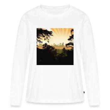 La ville derrière la forêt - T-shirt manches longues Premium bio Femme - blanc - Devant - Julia (174cm)