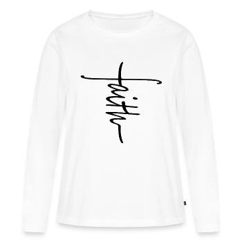 Foi - T-shirt manches longues Premium bio Femme - blanc - Devant - Julia (174cm)
