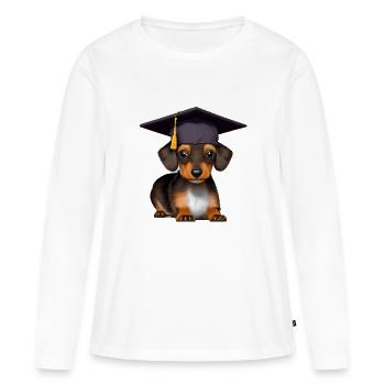 Bachelor Dachshund Graduation University - T-shirt manches longues Premium bio Femme - blanc - Devant - Julia (174cm)