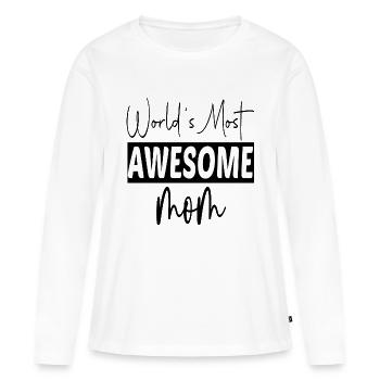 Maman la plus géniale du monde - T-shirt manches longues Premium bio Femme - blanc - Devant - Julia (174cm)