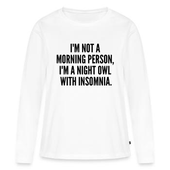 Lustige Nachteule mit Schlaflosigkeit - Frauen Premium Bio Langarmshirt - Weiß - Vorne - Julia (174cm)