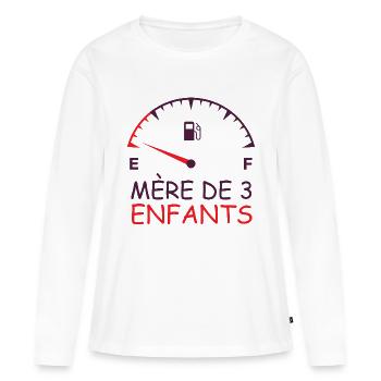 Maman de trois enfants - T-shirt manches longues Premium bio Femme - blanc - Devant - Julia (174cm)