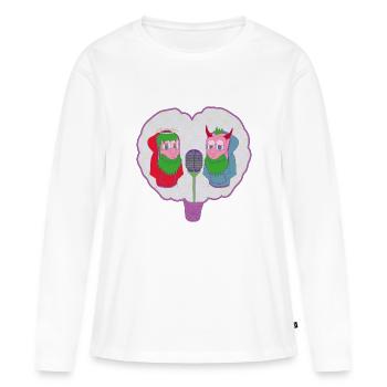 BATAILLE - T-shirt manches longues Premium bio Femme - blanc - Devant - Julia (174cm)
