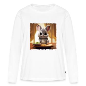 Chinchilla affamé jeune - T-shirt manches longues Premium bio Femme - blanc - Devant - Julia (174cm)