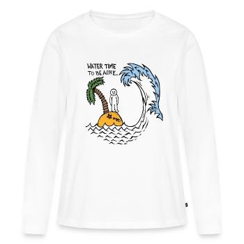 Le temps de l’eau pour être en vie - T-shirt manches longues Premium bio Femme - blanc - Devant - Julia (174cm)