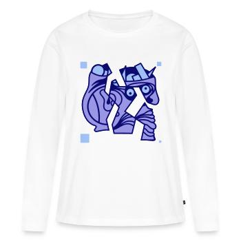 Status. Verborgene Wahrheit der Selbstdarstellung - Frauen Premium Bio Langarmshirt - Weiß - Vorne - Julia (174cm)
