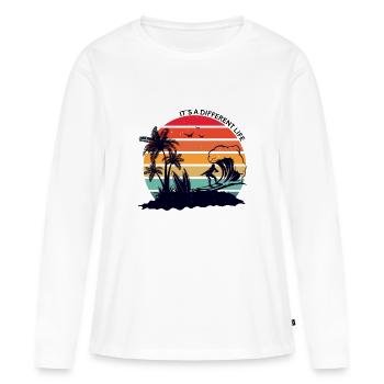 L’été à Malibu - T-shirt manches longues Premium bio Femme - blanc - Devant - Julia (174cm)