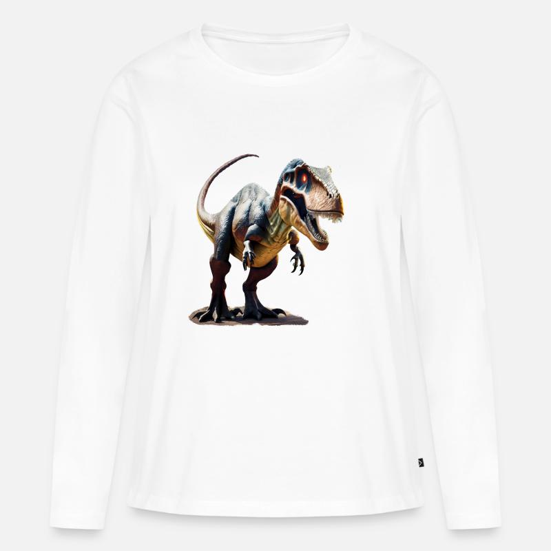Dinosaurier - Frauen Premium Bio Langarmshirt - Weiß