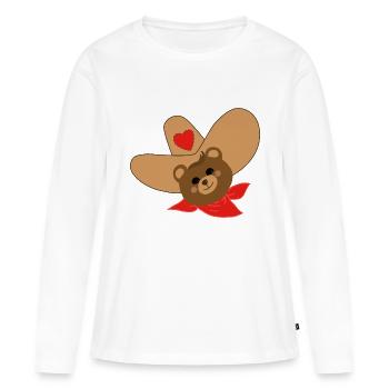 Ours de l’Ouest - T-shirt manches longues Premium bio Femme - blanc - Devant - Julia (174cm)