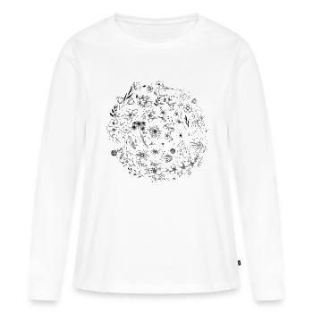 Minimalistische Blume - Frauen Premium Bio Langarmshirt - Weiß - Vorne - Julia (174cm)