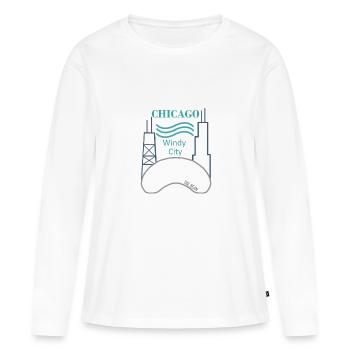 Chicago - Frauen Premium Bio Langarmshirt - Weiß - Vorne - Julia (174cm)