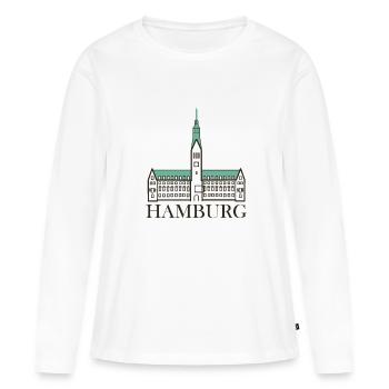 Hambourg - T-shirt manches longues Premium bio Femme - blanc - Devant - Julia (174cm)