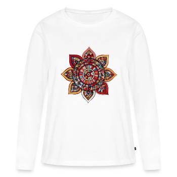 Mandala - T-shirt manches longues Premium bio Femme - blanc - Devant - Julia (174cm)