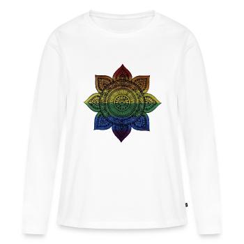 Mandala - T-shirt manches longues Premium bio Femme - blanc - Devant - Julia (174cm)