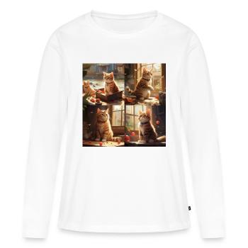 Sweet Cat - Frauen Premium Bio Langarmshirt - Weiß - Vorne - Julia (174cm)
