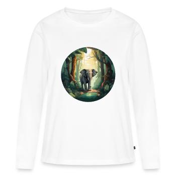 Éléphant de la forêt tropicale - T-shirt manches longues Premium bio Femme - blanc - Devant - Julia (174cm)