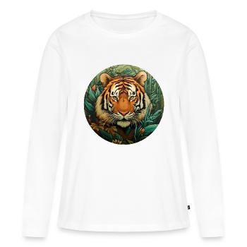 Lebendiger Tiger - Frauen Premium Bio Langarmshirt - Weiß - Vorne - Julia (174cm)