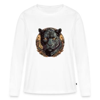 Lila la panthère - T-shirt manches longues Premium bio Femme - blanc - Devant - Julia (174cm)