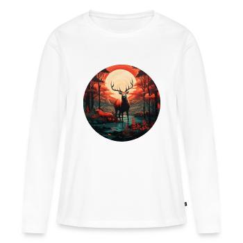 Cerf mystique - T-shirt manches longues Premium bio Femme - blanc - Devant - Julia (174cm)