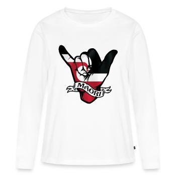 Maori Shaka - T-shirt manches longues Premium bio Femme - blanc - Devant - Julia (174cm)