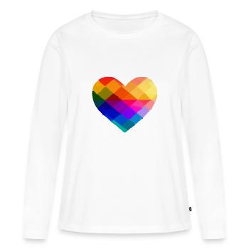 Geometrisches Herz in den Farben des LGBT-Regenbogens - Frauen Premium Bio Langarmshirt - Weiß - Vorne - Julia (174cm)