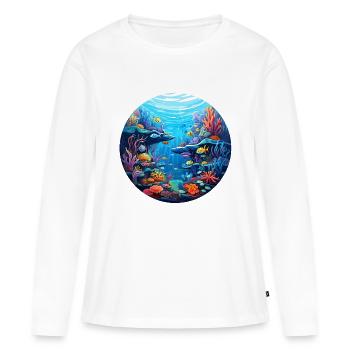 Récif corallien - T-shirt manches longues Premium bio Femme - blanc - Devant - Julia (174cm)