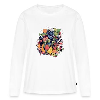 Jiko le monstre des fruits - T-shirt manches longues Premium bio Femme - blanc - Devant - Julia (174cm)