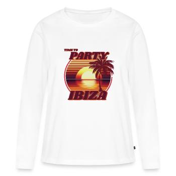 Partyzeit auf Ibiza, romantisches Retro-Sonnenuntergangsdesign. - Frauen Premium Bio Langarmshirt - Weiß - Vorne - Julia (174cm)