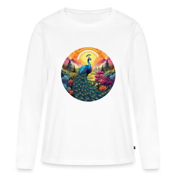 Pfau - Frauen Premium Bio Langarmshirt - Weiß - Vorne - Julia (174cm)