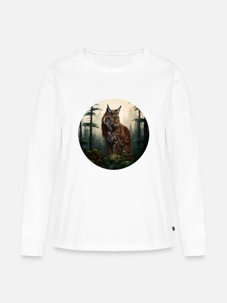 Luchs - Frauen Premium Bio Langarmshirt - Weiß