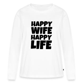 Glückliche Frau glückliches Leben - Frauen Premium Bio Langarmshirt - Weiß - Vorne - Julia (174cm)