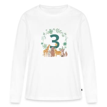 3. Jahrestag - Tiere zum dritten Jahrestag - Frauen Premium Bio Langarmshirt - Weiß - Vorne - Julia (174cm)